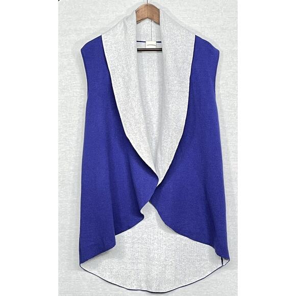 Chico's Open Front Circle Sleeveless Cardigan Sweater Blue Tight Knit - Picture 4 of 10